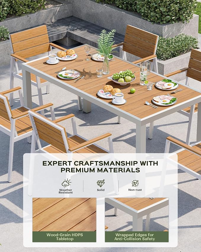 7-Piece Outdoor Dining Set, Aluminum Dining Table Set - Image 2