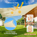 SUNLAX Sun Shade Sail SS-119 18' x 18' x 18' Butter Cream Triangle Canopy Sail - Image 4
