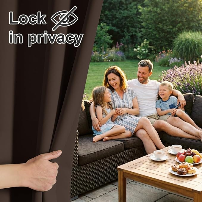 RYB HOME Porch Curtains Outdoor Blackout 100% Privacy Waterproof Curtain - Image 3