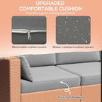 Outsunny Patio Couch PE Wicker Deep Seating Outdoor Sofa - Image 5