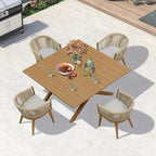 PURPLE LEAF 5 Pieces Oversized Square Outdoor Dining Set by PURPLELEAF