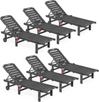 SERWALL Outdoor Chaise Lounge Set of 6, HDPE Pool Lounge Chair by SERWALL