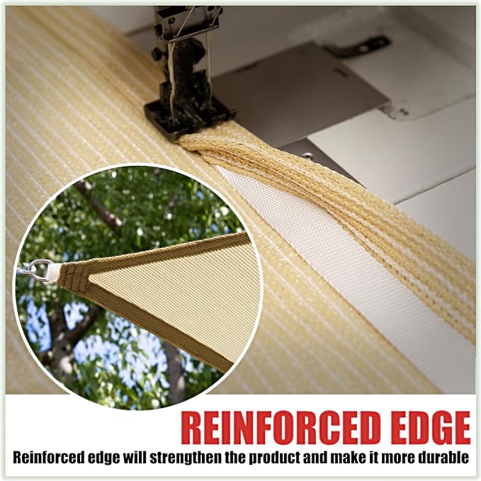 ColourTree TAPR1616 Custom Size 11' x 14' Sand Beige Sun Shade Sail Canopy UV - Image 5