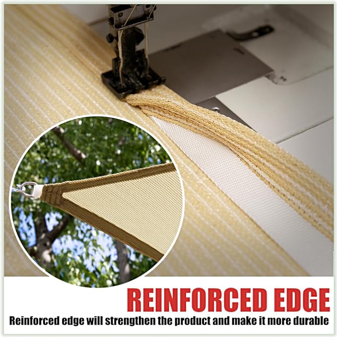 ColourTree TAPR1616 Custom Size 12' x 15' Beige Sun Shade Sail Canopy UV Block - Image 5