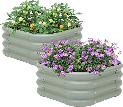 2-Pack 2x1ft Galvanized Raised Garden Bed, Outdoor Planter Bed, Metal Planter by Besebay