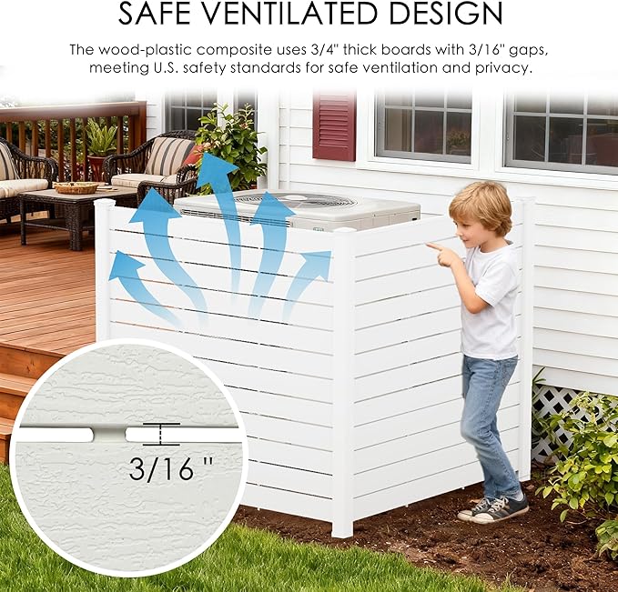 Kozyard 50" W x 48" H Outdoor Privacy Screens Aluminum Post, Air Conditioner - Image 3