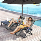 Outsunny Zero Gravity Chairs Set of 2, Reclining Folding Zero Gravity Lounge - Image 2