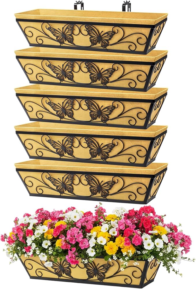 6 Pack 24 Inch Window Boxes Planter Railing Planters Box by KarlliuHOMEGARDEN