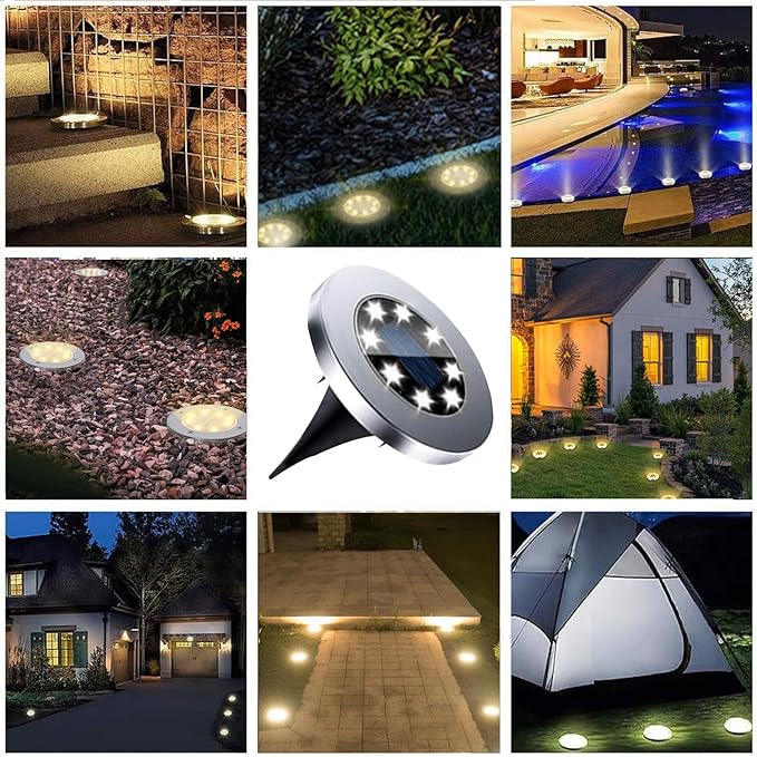 4.6 Inch Diameter Solar Ground Lights, Waterproof Solar Garden Lights, Outdoor - Image 6