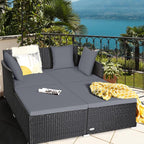 Tangkula Outdoor Rattan Daybed, Wicker Furniture - Image 2
