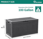 YITAHOME 100 Gallon Resin Deck Box, Weather Resistant Outdoor Storage Box - Image 6