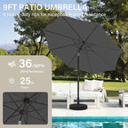 MEWAY 9ft Patio Umbrella Outdoor Table Umbrellas - Image 4