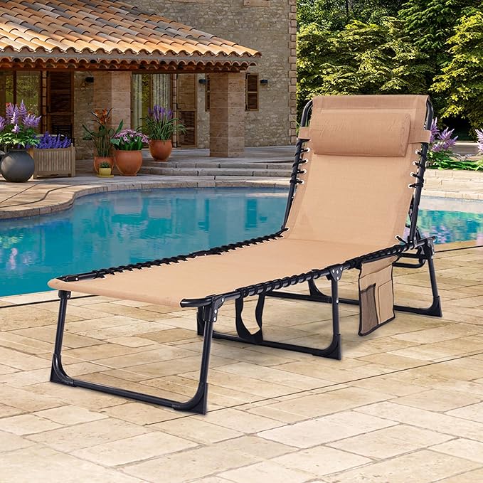 Folding Chaise Lounge Chair - 400lb Capacity by Unknown