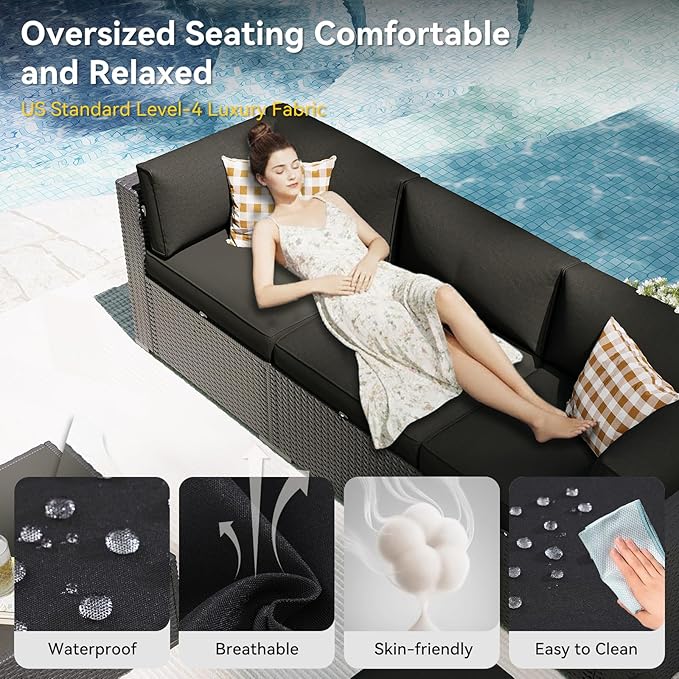 Aoxun Patio Furniture Set, 7 Piece Outdoor Sectional Sofas - Image 3