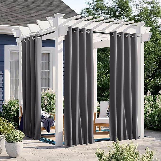 NICETOWN 2 Panels Windproof Blackout Outdoor Curtains by NICETOWN