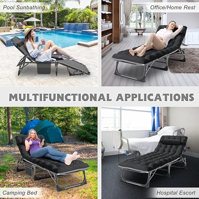 ABORON Heavy Duty Tanning Chair, Outdoor 5-Position Folding Chaise Lounge Chair - Image 6