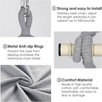 Y- STOP Hammock Chair Hanging Rope Swing, Max 500 Lbs, 2 Cushions Included - Image 4