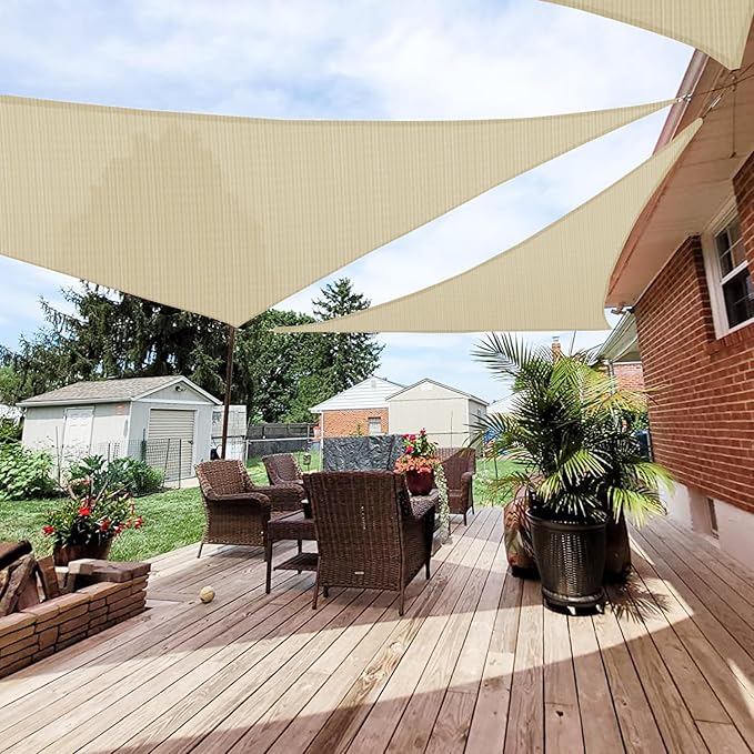 Patio Paradise 9' x 9' x 9' Sun Shade Sail Triangle Canopy Shade Cloth Fabric by Patio