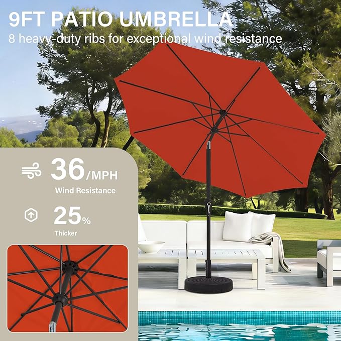 MEWAY 9ft Patio Umbrella Outdoor Table Umbrellas - Image 4