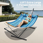 SUPERJARE Hammock with Stand, 2 Person Heavy Duty Hammock with Padded Cotton - Image 2