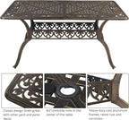 VINGLI 6-Person Outdoor Dining Table, Cast Aluminum Patio Dining Table - Image 4