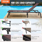 VEVOR 2 Pcs Chaise Lounge Chairs Outdoor, Aluminum Patio Lounge Chair - Image 4