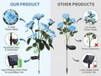 Solar Garden Rose Lights by FANCYPOP, 2 Pack Most Realistic 12 LED Flower Stake - Image 6