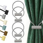 Hion Magnetic Curtain Tiebacks Grey 4 Pack, Curtain Tiebacks Buckles Holdbacks by Hion