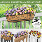 Y&M 24 Inch Window Deck with Coco Liner, Fence Metal Hanging Flower Planter - Image 2