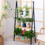COPREE Bamboo 2-tier Hanging Plant Stand Planter Shelves Flower Pot Organizer - Image 3