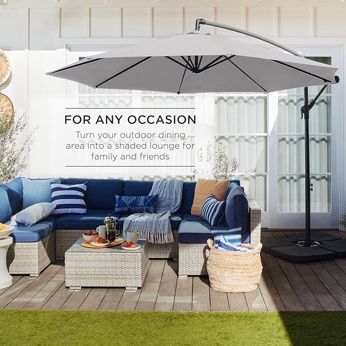 Best Choice Products 10ft Offset Cantilever Hanging Market Patio Umbrella - Image 3