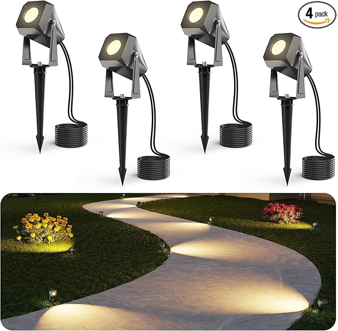 Outdoor Landscape Lighting, 4 Pack Outdoor Spotlights, LED Landscape Lights by DeckTokLight