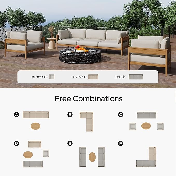 Acanva Modern Outdoor Patio Furniture Set, All-Weather Aluminium Conversation - Image 7