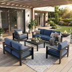 Solaste Aluminum Outdoor Patio Furniture Set, 7 Seats Patio Sectional Sofa - Image 9