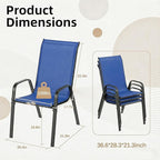 MAMIZO Patio Dining Chairs, Stackable All Weather Teslin Chair, Heavy Duty - Image 2