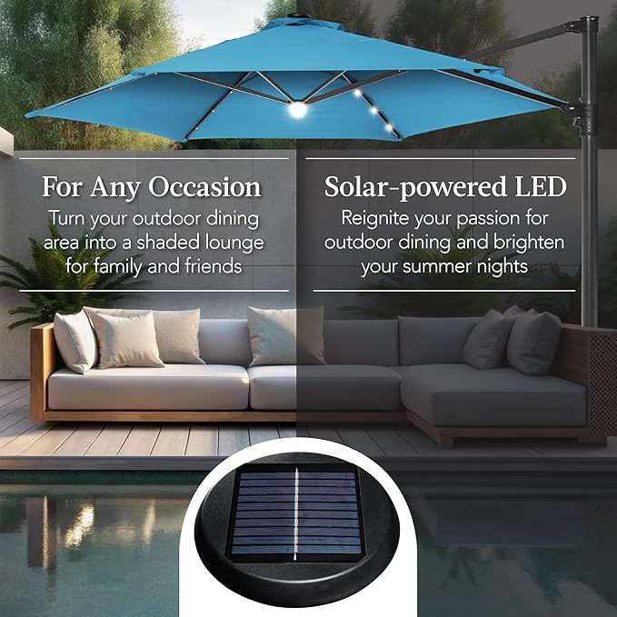 Best Choice Products 10ft Solar LED Offset Cantilever Hanging Market Patio - Image 4