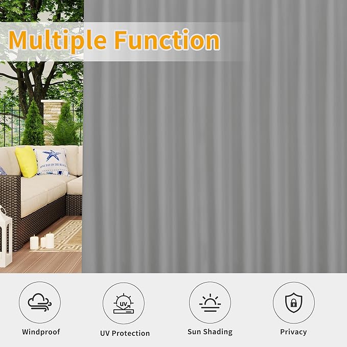 Easy-Going Outdoor Patio Curtains Detachable Tab Top Windproof Weatherproof - Image 5