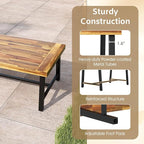 Tangkula Outdoor Acacia Wood Coffee Table, Rectangle Rustic Accent Table - Image 7