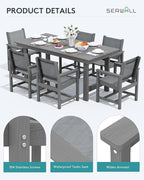 SERWALL 5 Piece Patio Dining Sets, Outdoor HDPE Dining Furniture Set - Image 5