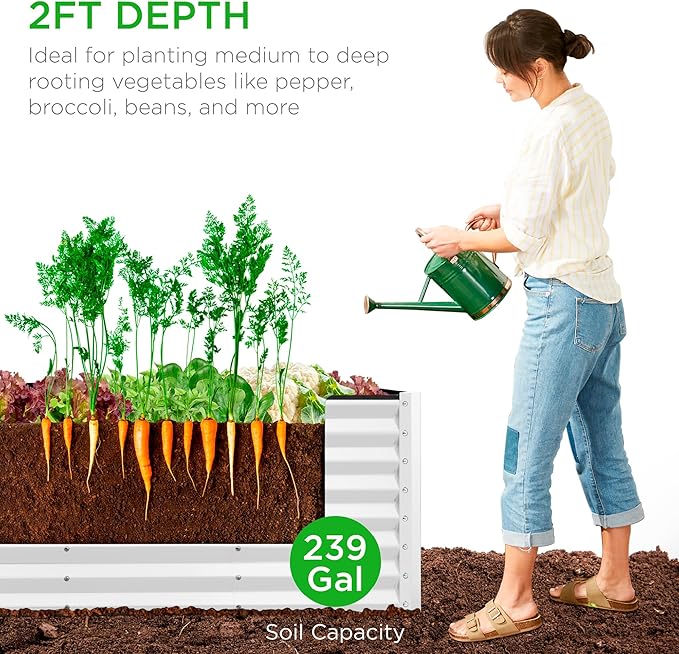 Best Choice Products 8x2x2ft Raised Outdoor Metal Garden Bed, Deep Root Box - Image 4