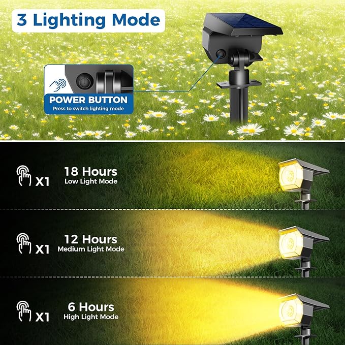 12 Pack Solar Spot Lights Outdoor, Solar Spotlights Outdoor Waterproof 2-in-1 - Image 3