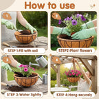 Metal Hanging Baskets for Plants Outdoor 4 Pack Round Metal Wire Hanging Basket - Image 4