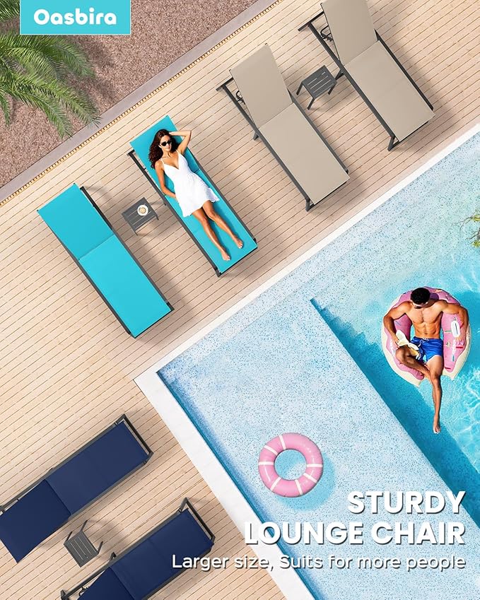 Aluminum Chaise Lounge Outdoor Set of 2, Foldable & Assembly Free Patio Pool - Image 8