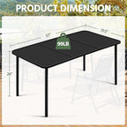 Yaheetech Outdoor Dining Table for 6 Person, Rectangular Slatted Metal Patio - Image 3