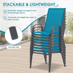 Outdoor Stackable Chairs Set of 8, Stacking Patio Chairs - Image 4