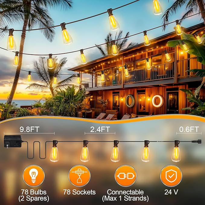 Outdoor String Led Patio Lights - 200Ft 60M Outside Waterproof Light - Image 7
