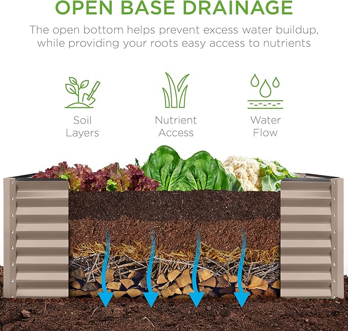 Best Choice Products 4x2x2ft Outdoor Metal Raised Garden Bed, Deep Root Box - Image 5