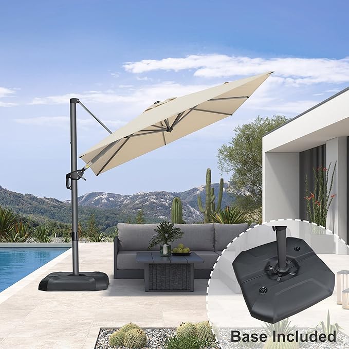PURPLE LEAF 8 Feet Square Cantilever Umbrella Patio Umbrella - Image 3