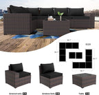 Kullavik 12 Pieces Outdoor Patio Furniture Set PE Wicker Rattan Sectional Sofa - Image 5