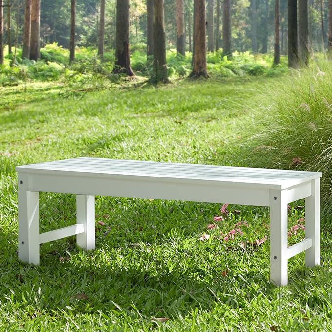 Psilvam Outdoor Bench, Two Person Poly Lumber Porch Bench, Weatherproof Garden - Image 6